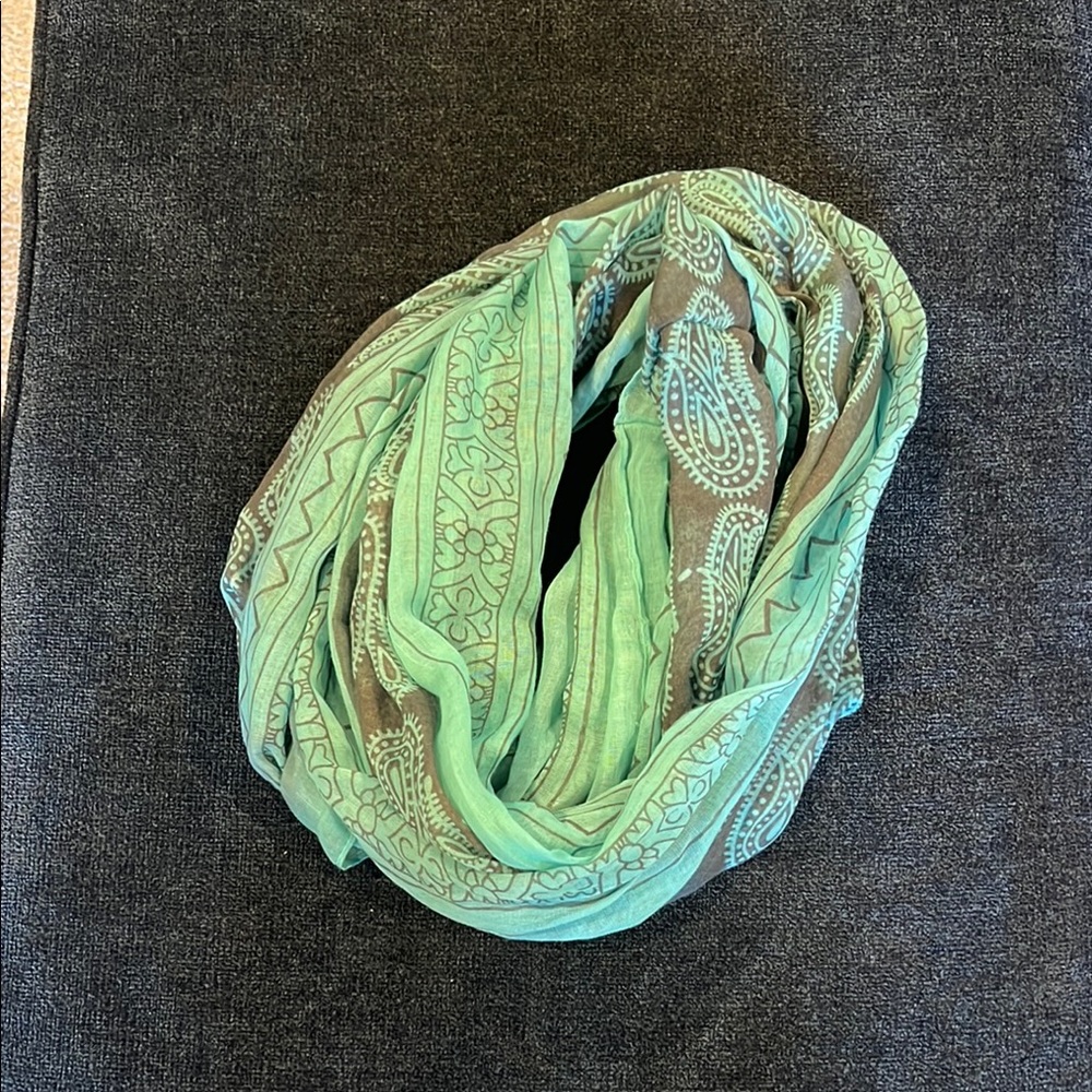 Soft Green and Gray Chiffon Scarf Wrap